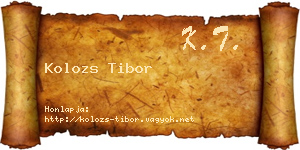 Kolozs Tibor névjegykártya